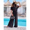 Summer New Arrival Fashion Style off-Neck Ruffled Short Sleeves Elastic and Waisted Wide Leg Jumpsuit Pants Jumpsuit
