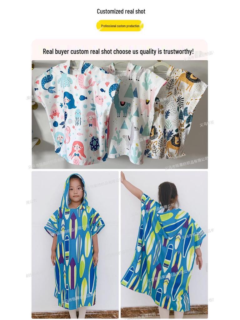 Microfiber Hooded Poncho Towel - Quick-Dry Changing Robe for Swimming, Surfing, and Beach for Men & Women