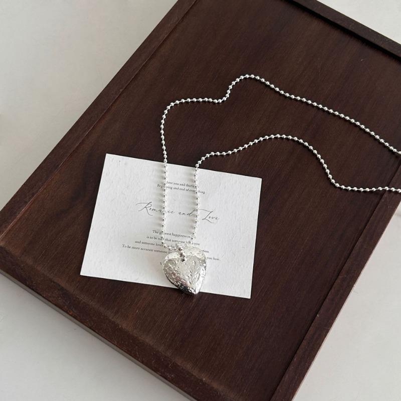 Korean Ins Style Simple Long Adjustable Beaded Heart Pendant Necklace For Women