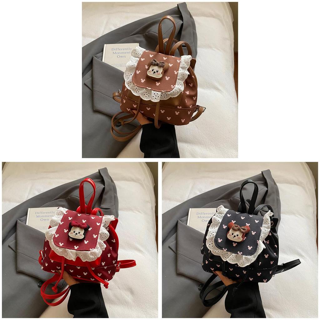 Mickey Mouse Kids Mini Backpack Pu Cartoon Pattern School Bag For Girls