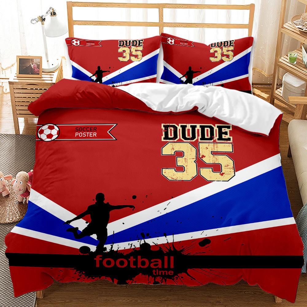 Sports Football Kit Three-Piece Quilt Cover Wish Bedding