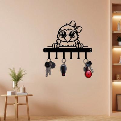 Metal Owl Bow Key Holder Wall Hook for Home Entryway Decor Storage
