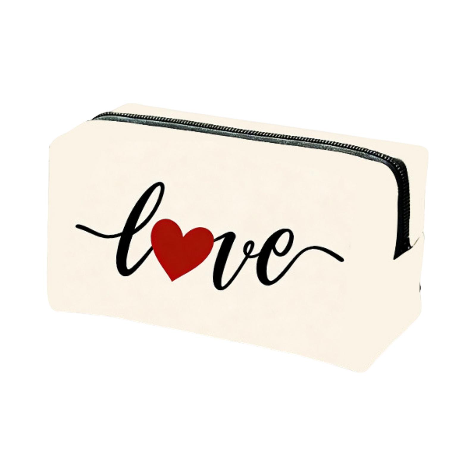 

Rectangular Makeup Bag with Zipper Closure and Love Lettering Print Suitable for Storing Cosmetics Toiletries and Accessories One Size