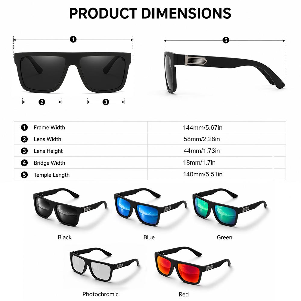 Classic Square Polarized Sunglasses For Men Women UV400 Driving Fishing Cycling Sports Lightweight Sun Glasses