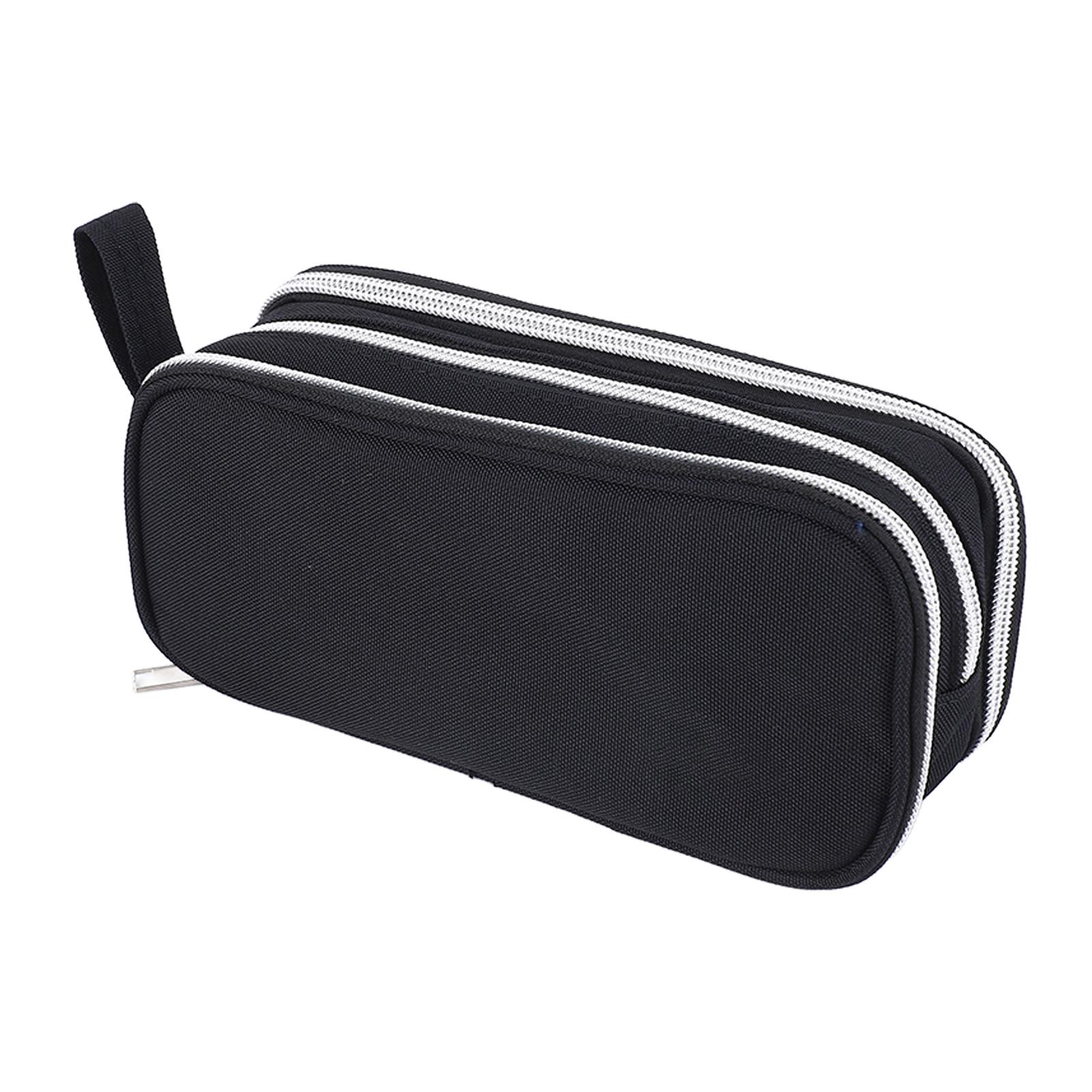 

Пенал большой вместимости, многоцелевой холщовый пенал, портативная сумка для карандашей на молнии для студентов чёрный