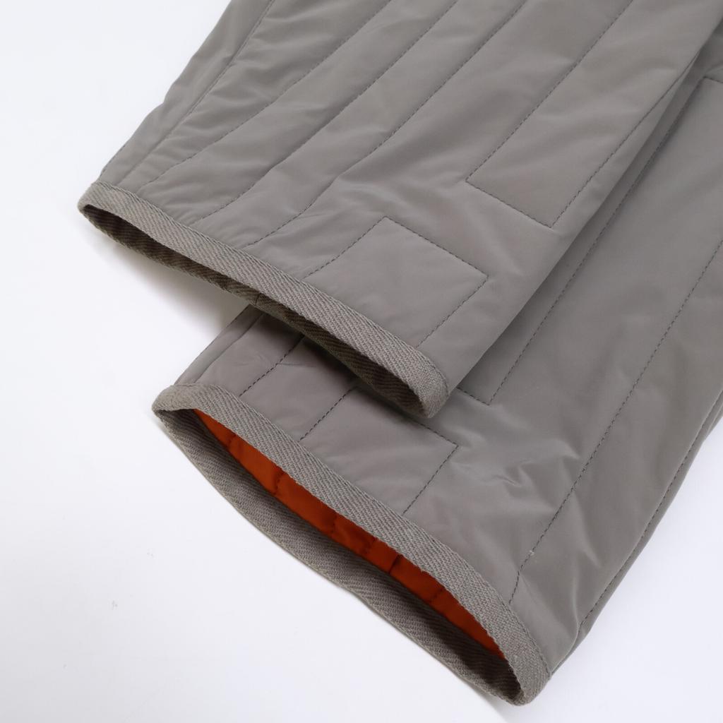 Hermes Domestic Genuine Nylon H Motif W-zip Collarless Quilted Jacket Jacket 48 Gray X orangeUsed