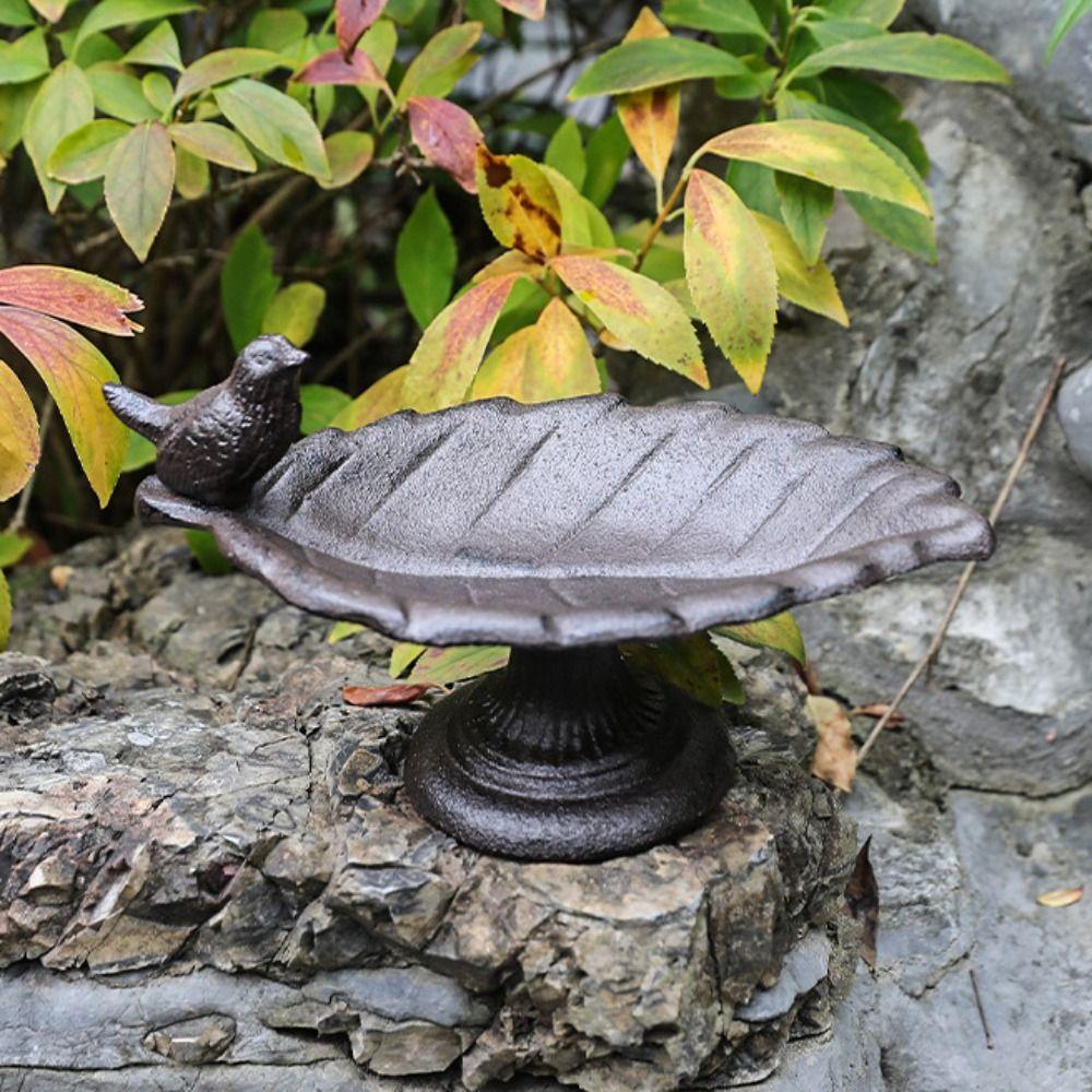Retro Petal Bird Feeder Basin Nostalgic Bird Food Dispenser Art Statue  for Bird Lovers