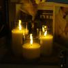 Factory Hot Sale Remote Control Paraffin Wax Glowing Candle with Glass Cup Flameless Wedding Decoration Light