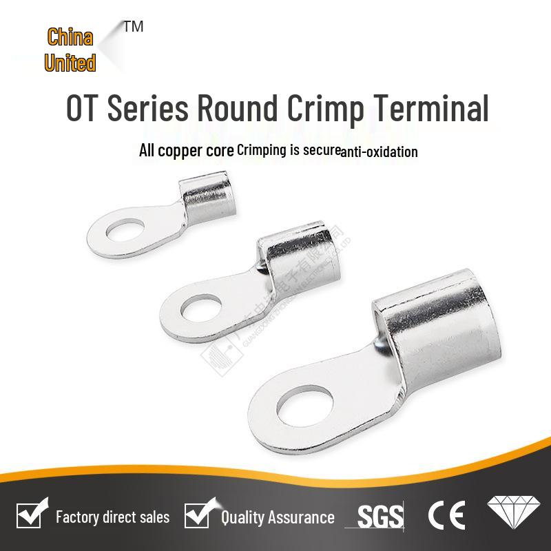Central Connection OT Copper Wire Lug 1-25 sq. mm Cold Crimp Round Terminal O-Type Purple 