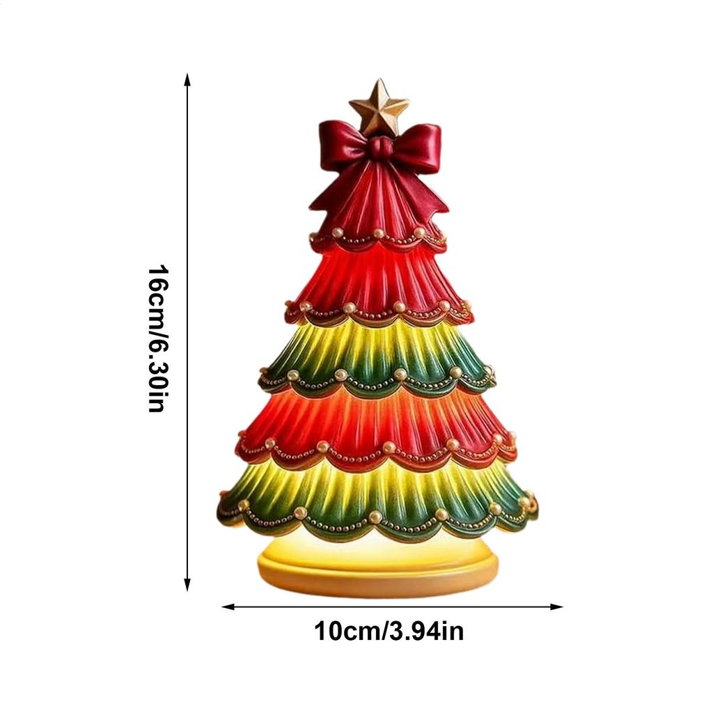 Christmas Tree Lamp Desktop Painted Christmas Tree Table Lamp Resin Figurines Decoration Night Lighting Stands Ornament