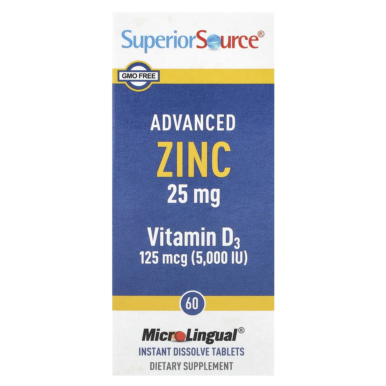 

Advanced Zinc, Vitamin D3, Instant Dissolve Microlingual Tablets, 60 Tablets