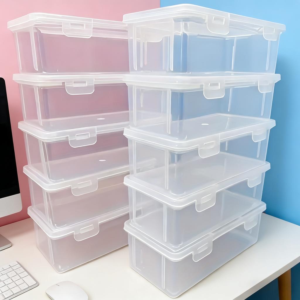 6pcs Translucent Pen Case Storage Boxes Large Capacity Lightweight Portable School Supplies Storage Pen Boxes Organizer Box