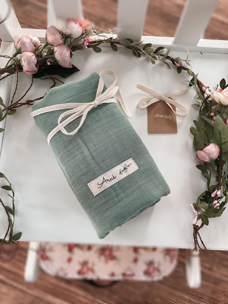 Muslin Swaddle Wrap 80x80cm Double Gauze (Green)