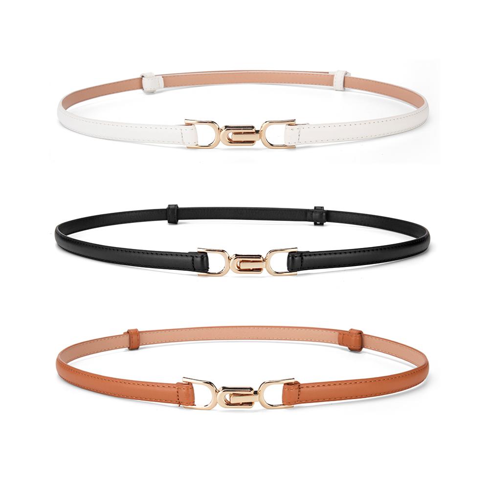 Fashion Design Women's Alloy Buckle Thin Belt High Quality Women's Slim Waist Tight PU Belt Trendy Women's Daily Wear