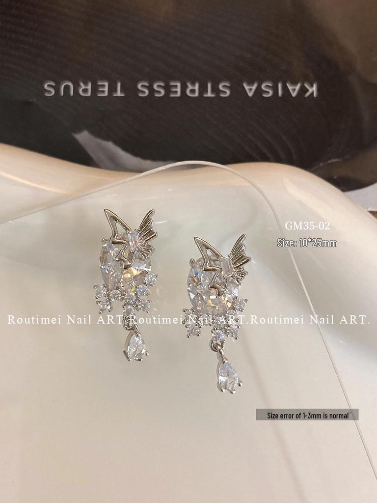 Luxury Zircon Bow Heart Pendant Nail Art Rhinestones – Exquisite, Shiny, and Elegant