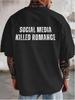 T-shirt da uomo con stampa posteriore Social Media Killed RoUnisexce Cotone Vintage Girocollo Manica Corta Street Oversize Top Basic Casual Quotidiano