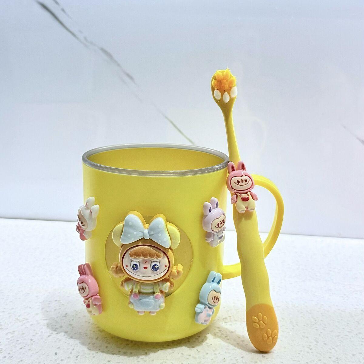 

Стакан для полоскания рта, Мультяшный стакан для чистки зубов, Милая домашняя зубная щетка, Детский набор зубочисток yellow cup + toothbrush