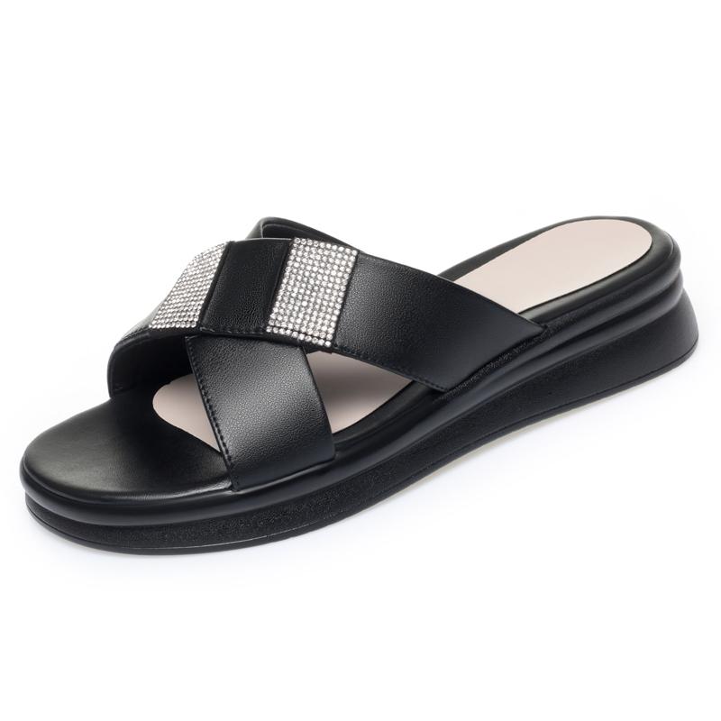

Fashion AIYUQI Women s Slippers Summer 2025 New Genuine Leather Women s Slippers Wedge Large Size 41 42 43 Slippers Ladies 43 чёрный