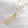 Cute Colorful Enamel Fish Pendant Necklaces For Women Girls Lovely Stainless Steel Gold Color Summer Waterproof Beach Jewelry