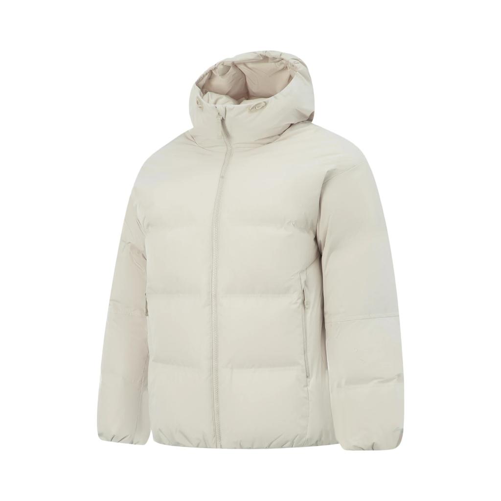 Li Ning CF Outdoor Series Solid Color Casual Loose Fit Hooded Short Zipper Down Jacket Unisex Outerwear White AYMV157-1