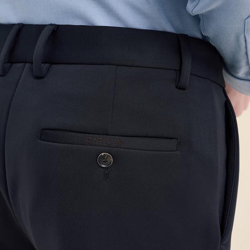 EMZ Herren Herbst/Winter Dicke Warme Hochelastische Gerade Business Casual Hose