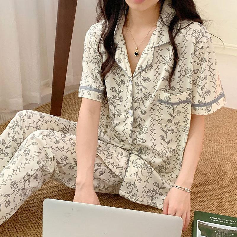 Cute Melody pajamas women's Japanese sweet cartoon style loungewear age-reducing girls cardigan short-sleeved set