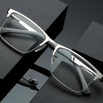 Herren Halbrand Business Lesebrille Blaulichtfilter Anti-Ermüdung Metallrahmen Altersweitsichtbrille +1.0 bis +4.0