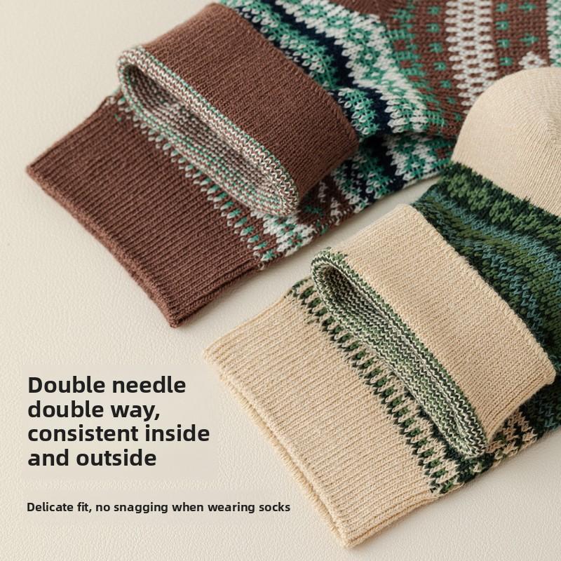 5 Pairs of Girls Autumn and Winter Retro Fashion New Drum Cotton Socks