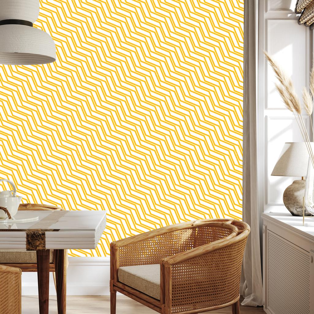 Wallpaper Geometric Pattern Cream, White and Gold 50x1000