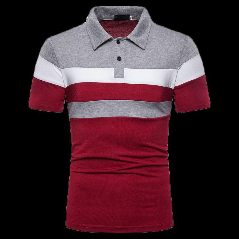 2025 Men's Color Block Turn-Down Collar Polo Shirt - Short Sleeve Fashion Edition