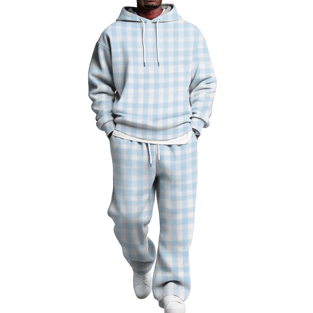 Completo con Felpa e Pantaloni da Tuta da Uomo con Vita Elastica, Outfit Casual Due Pezzi