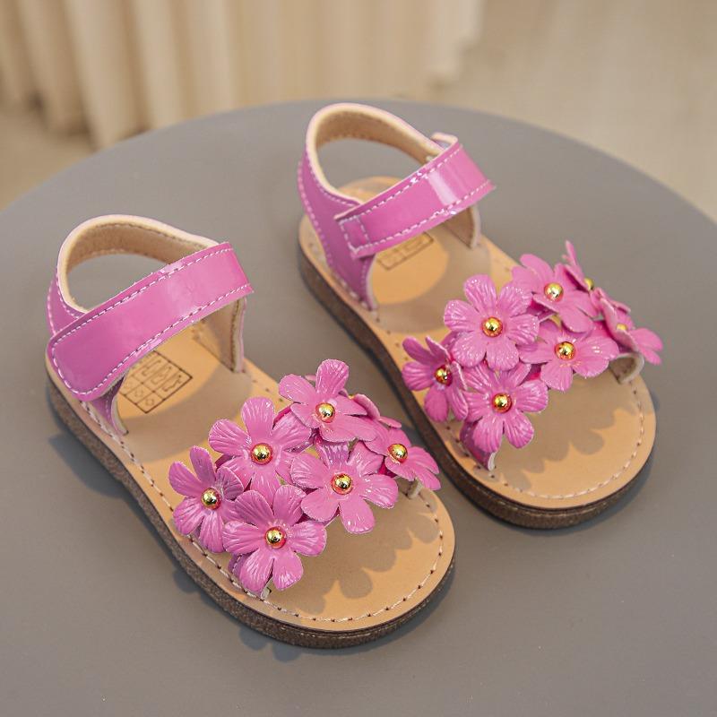 Girls' Floral Sandals Cute Princess Style Soft-Sole Sweet Shoes for Toddlers Cute Girls Shoes Casual Girls Shoes