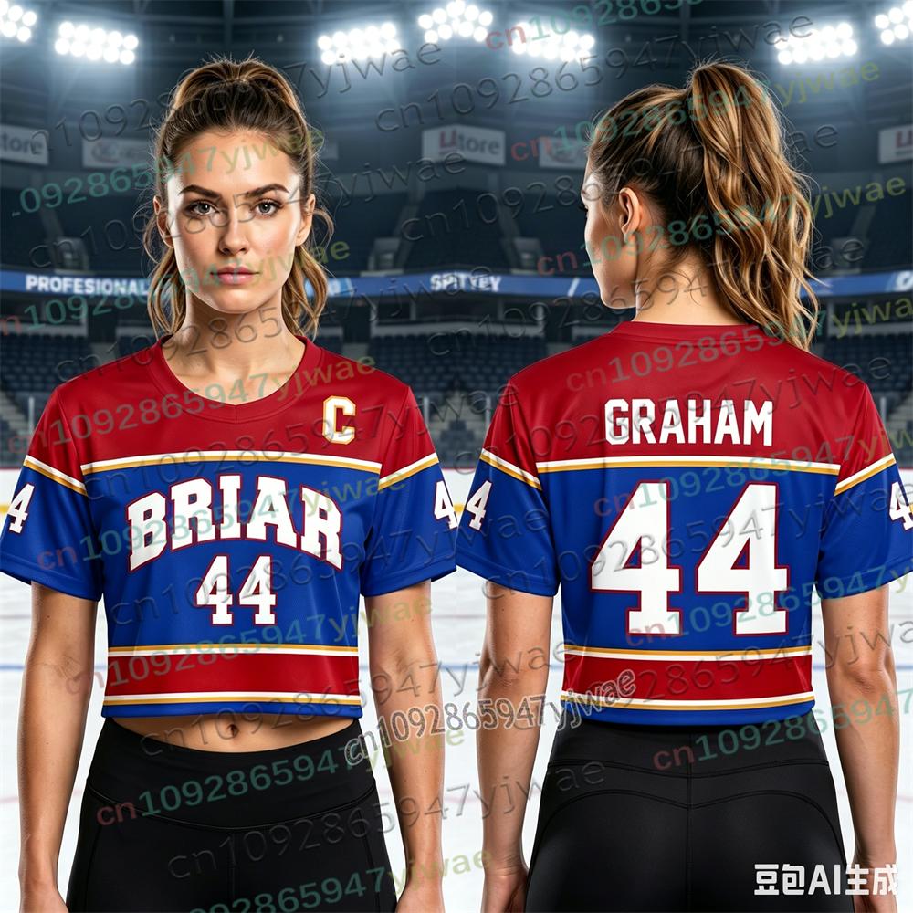 Hors Campus Briar University Maillot de Hockey Graham 44 22 DI LAURENTIS 66 T-shirt Manches Courtes Maillot Femme Crop Top Tee Top