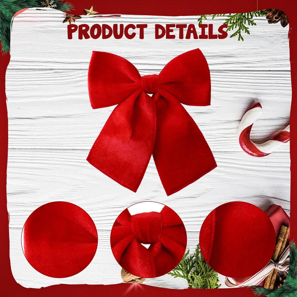 25cm Christmas Bow Tree Bowknot Xmas Decoration Velvet Ornament for Indoor Front Door