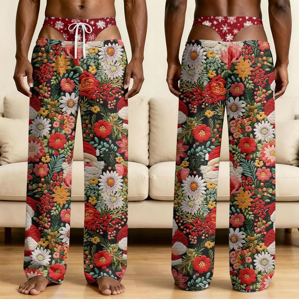 Men's Funny Sleep Pants with Brief Print for Halloween Novelty Pants