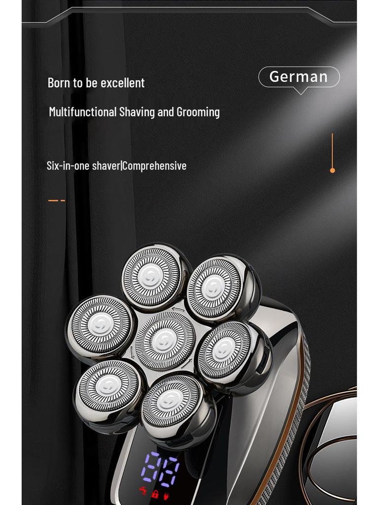 New Electric Bald Head Shaver - 7-Head Razor & Hair Clipper for Men