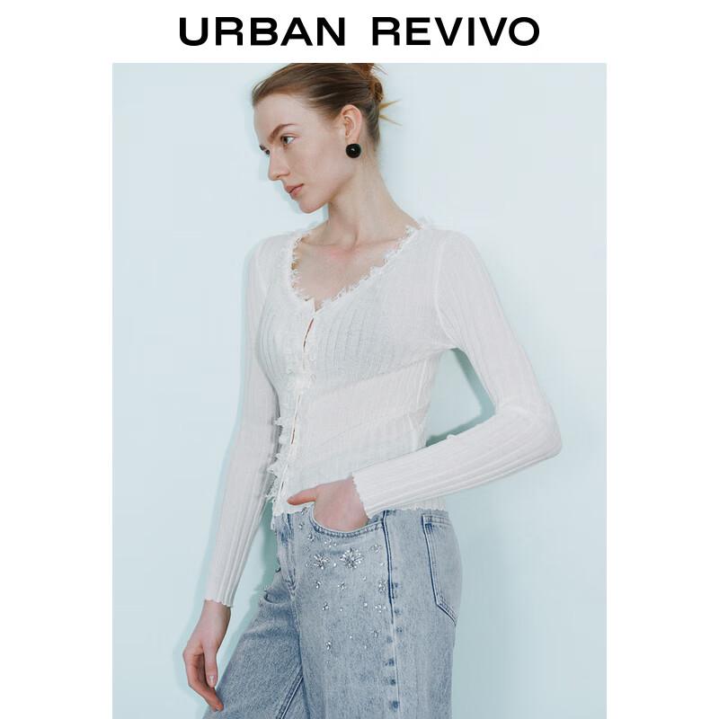 UR Women's Elegant Lace Trim Knit Cardigan