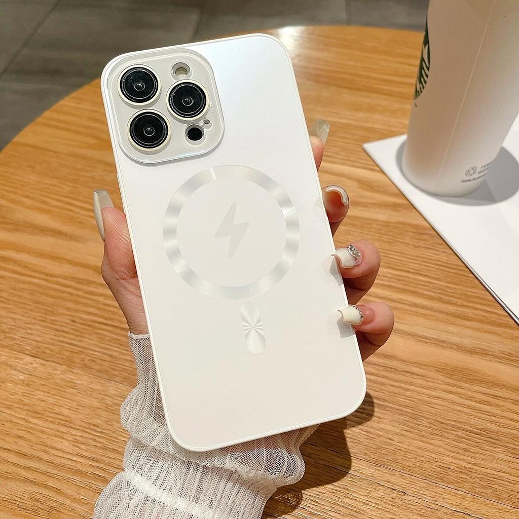 Luxusní jednobarevné matné magnetické zadní kryty pro iPhone 14 13 12 11 Pro Max Plus s ochrannou fólií na objektiv Magsafe pouzdro na telefon