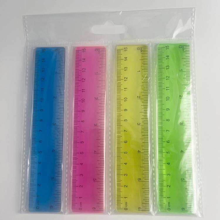 4Pcs Measuring Ruler Tool with Inches Centimeters for Classroom Home Office Colorful Ruler Plastic Ruler Straight Clear
