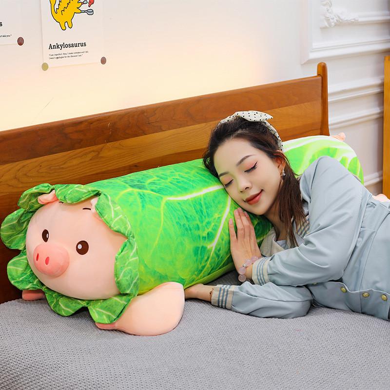 Plush Pig Cabbage Toy Cartoon Animal Doll Room Decoration Long Pillow Gift Kid