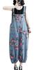 Mouhoukyo Denim Denim Loose Casual Cute Floral Sizes Women's Overalls, Wide-Leg Pants, All-in-One Pants, Fit, Jeans, Print, Spring, Summer, Autumn,