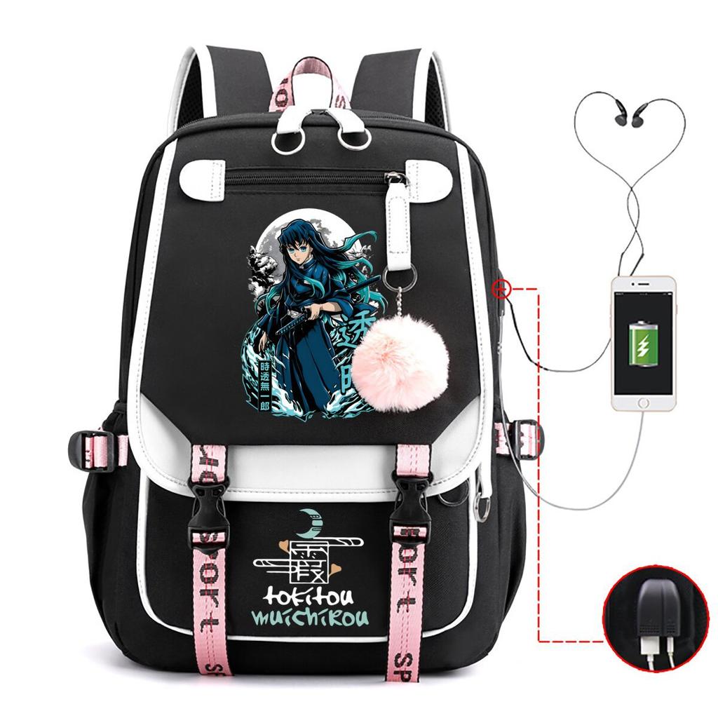 RiMan Peripheral Cartoon Printing Primary and Secondary School Students Backpack Outdoor Travel Backpack Unisex Schoolbag