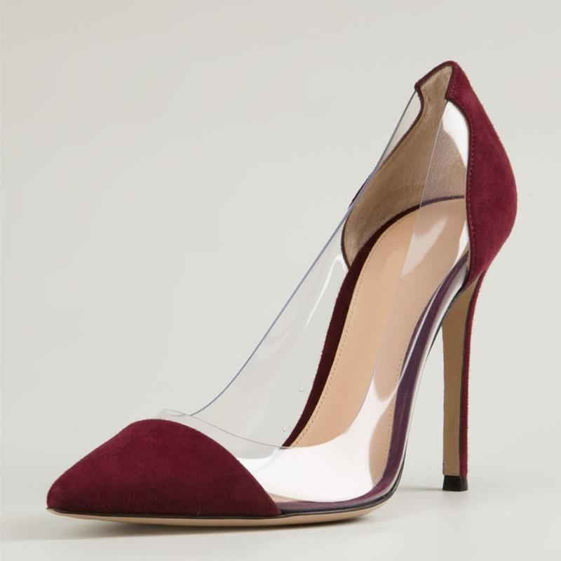 Hot-selling Pointed Splicing Transparent Cm High-heeled Women's Versatile Single Shoes
