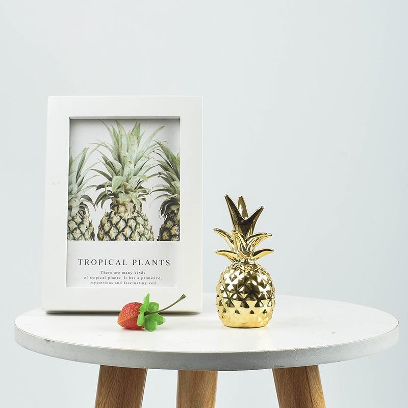 Meier European-style ceramic golden pineapple jar - jewelry box & storage container Pineapple ornament - extra small