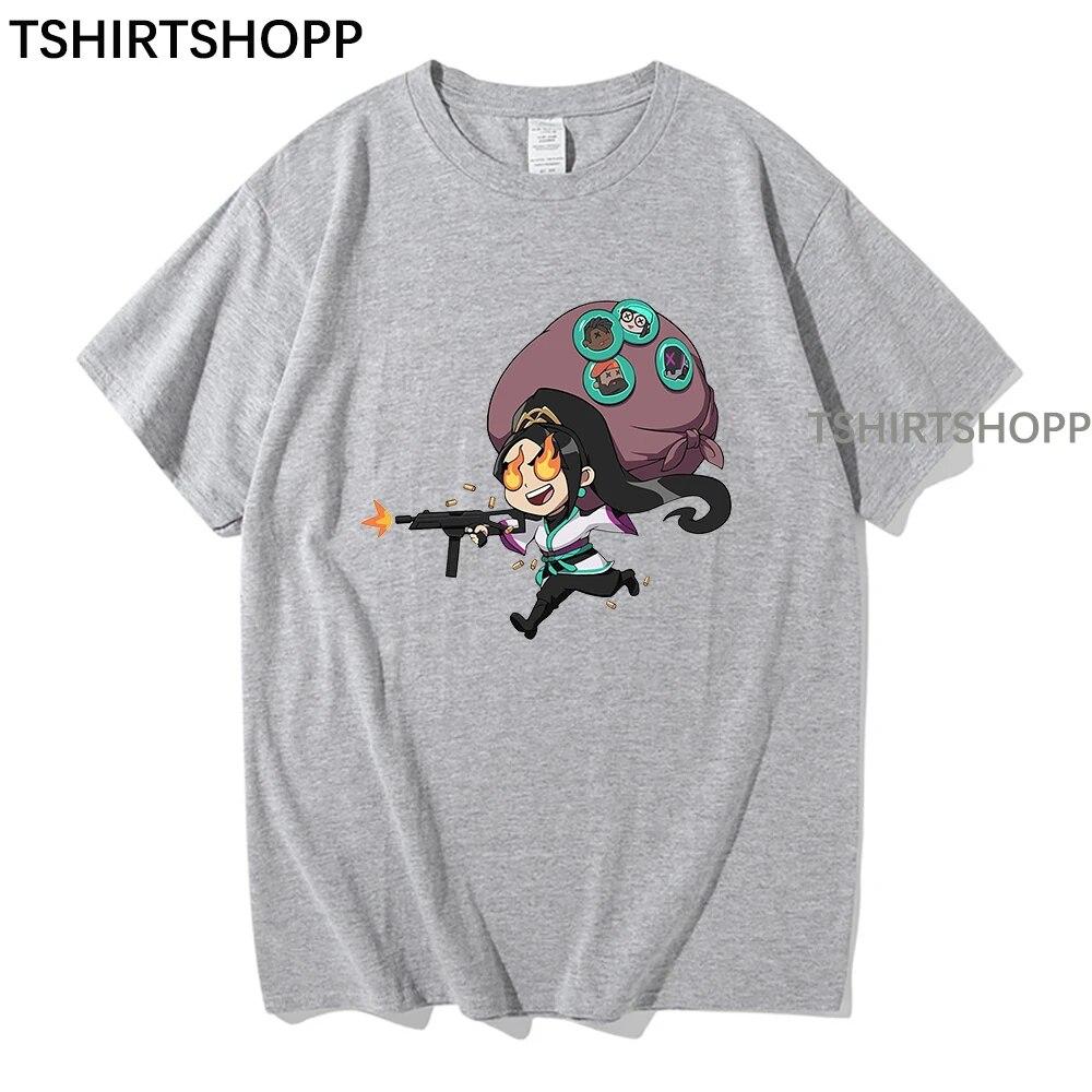 Tričko Anime Valorant Komorní Unisex Letní topy Sage Ženy Jarní Podzim Tričko Hip Hop Trička Harajuku Tričko Bavlněné oblečení