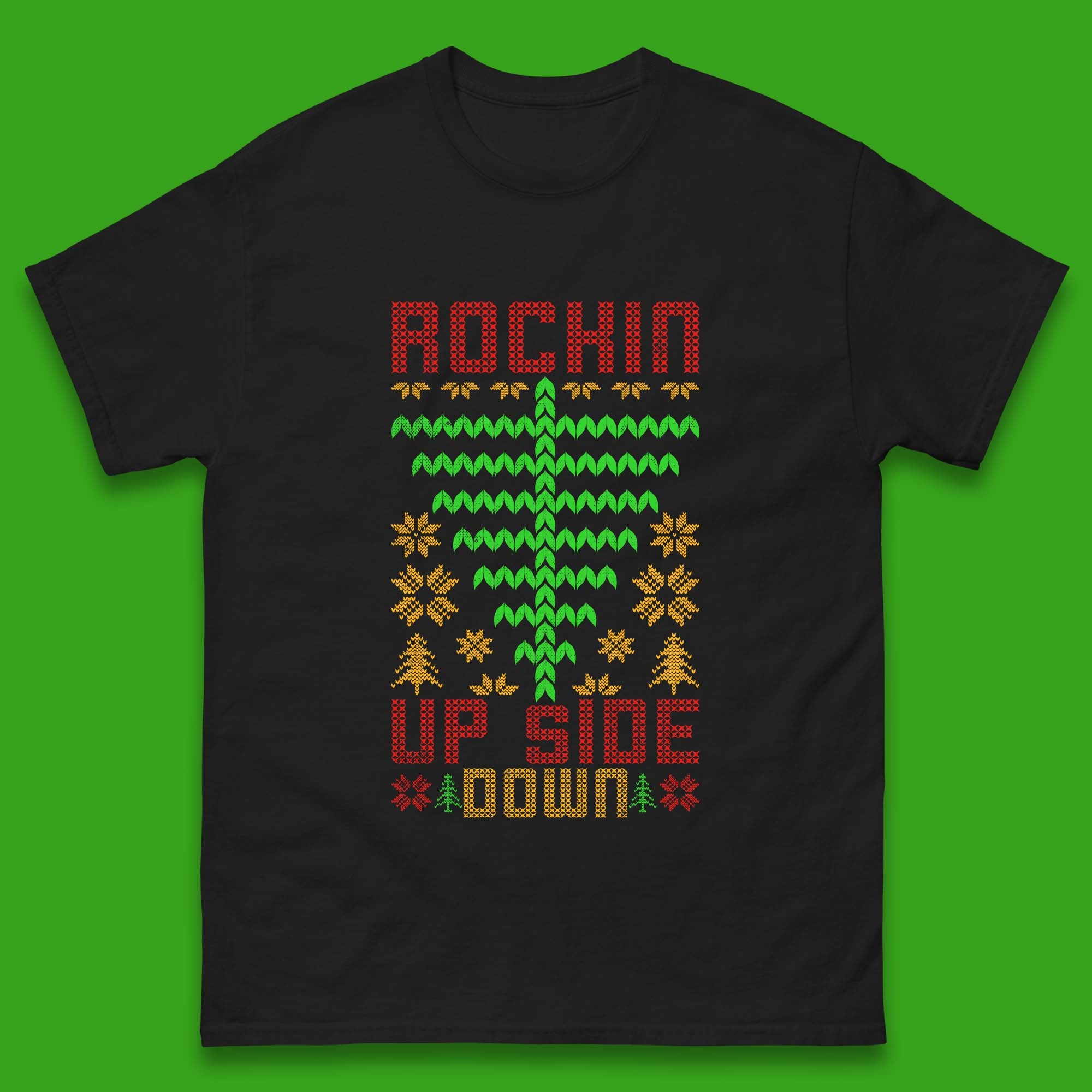 Rockin Up Side Down Christmas Tree Stranger Things Mens T Shirt Womens Tops Tees S