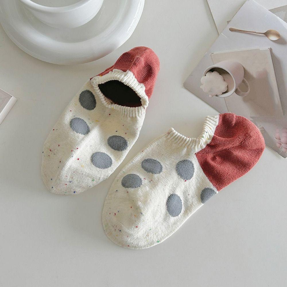 8Pairs Heart Cartoon Ankle Socks Dots Women's Boat Socks Fashion Love Short Tube Socks Girl