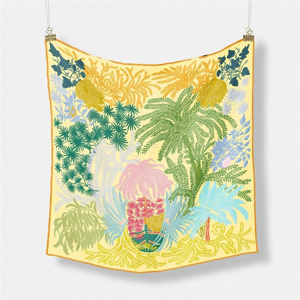 Spring 53cm Square Twill Scarf for Ladies Vacation Summer Small Scarf Hijabs Luxury Foulard Neckerchief