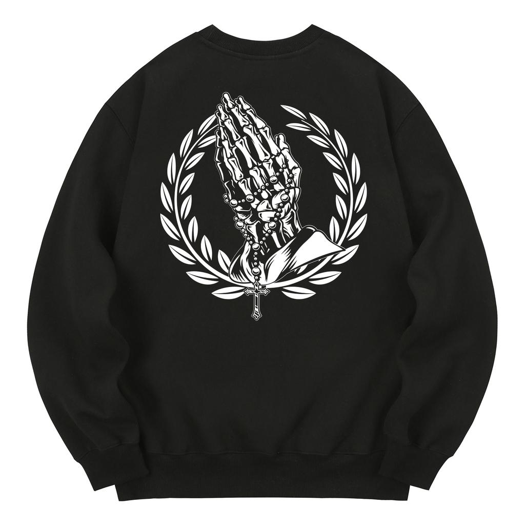 KAN6312 Kmb0194 Skullhand Fleece-Lined Sweatshirt Black