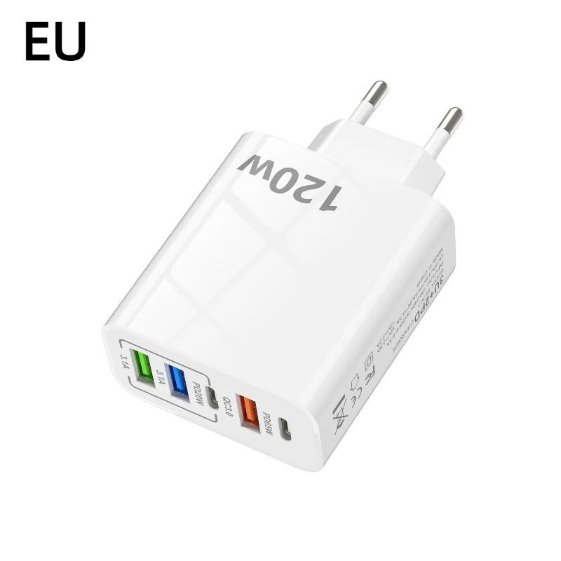 120W Fast Wall Charger With 3 Usb Qc30 Ports 2 Pd Fast Charging Ports For Travel Home Office Charging Phones Tablets Laptops